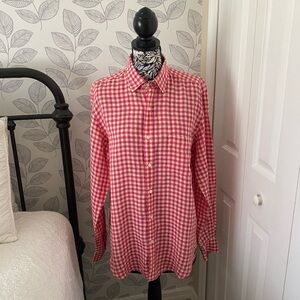 Men’s J McLaughlin plaid long sleeve linen button front shirt